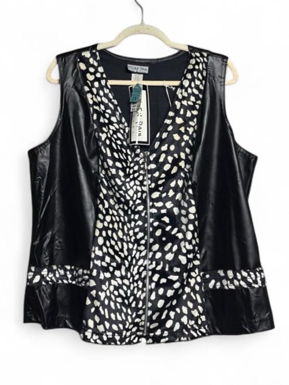 90s NWT Steven Paul Made In USA Leopard Print Faux Fur & Faux Leather Vest